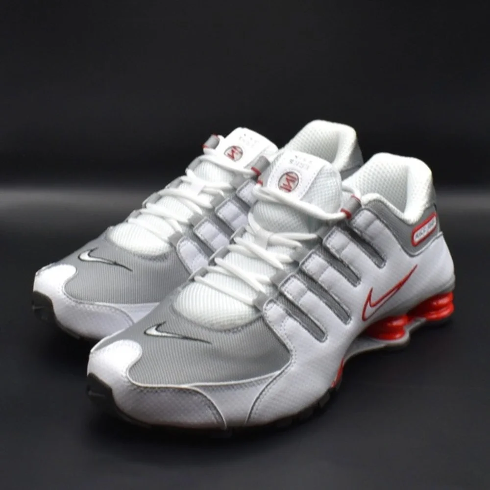 Nike Shox NZ Sneakers Men's Size 10.5 White Red Metallic Silver‎ NEW 378341-104